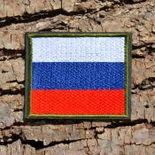 Флаг Триколор 80х65 Россия (Оливковый габардин, Темно-зеленый кант)
