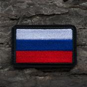 Флаг Триколор 70х45 Россия с круглыми краями (Черный габардин, Черный кант)