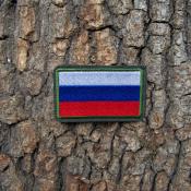 Флаг Триколор 75х45 с круглыми краями Россия (Оливковый габардин, Темно-зеленый кант)