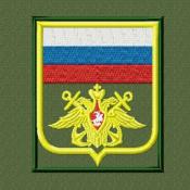 Орел с флагом ВМФ желтые якоря (Оливковый габардин, Желтый кант)