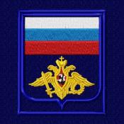 Орел с флагом МО желтый (Темно-синий габардин, Синий кант)