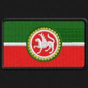 Флаг Татарстана с гербом 75х45 круглые края (Черный габардин)