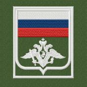 Орел с флагом Сухопутный белый (Оливковый габардин, Белый кант)