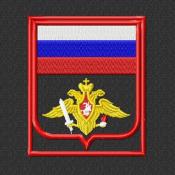 Орел с флагом Сухопутный оба канта красные (Черный габардин)
