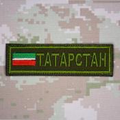Табличка Татарстан с флагом Татарстана 110х30 (Оливковый габардин)