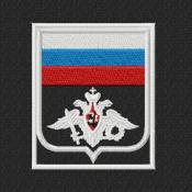 Орел с флагом МО белый канты одного цвета (Черный габардин,Белый кант)