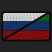 Флаг Триколор 75х45 с круглыми краями Россия и Дагестан (Черный габардин)