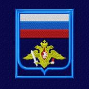 Орел с флагом Сухопутный канты одним цветом (Темно-синий габардин, Голубой кант)