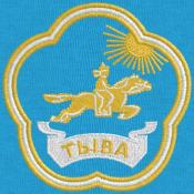Герб республики Тыва 80х80 (Голубой габардин)