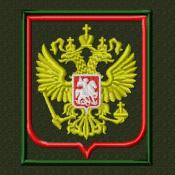 Герб Орел России 85x100 (Оливковый габардин, Красный кант)