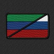 Флаг Триколор 75х45 с круглыми краями Дагестан и Россия (Черный габардин)
