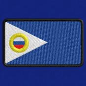 Флаг Чукотского АО 75х45 круглые края (Васильковый габардин)